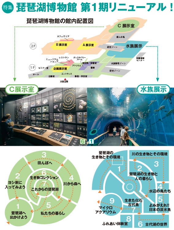 琵琶湖博物館の館内配置図